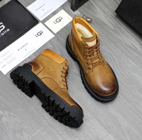 UGG Embossed Leather Lace-Up Boot – Tan