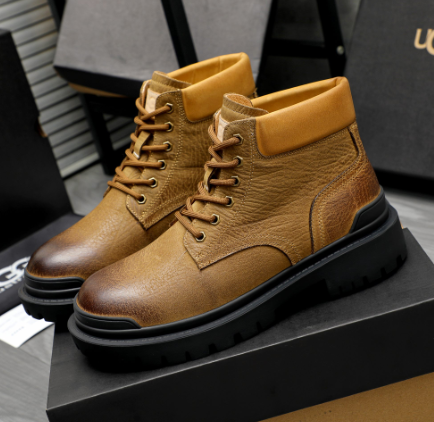 UGG Embossed Leather Lace-Up Boot – Tan
