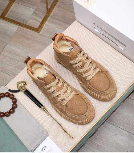 UGG High-Top Lace-Up Sneakers – Sand Beige