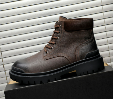 UGG Embossed Leather Lace-Up Boot – Dark Brown