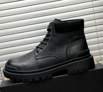 UGG Embossed Leather Lace-Up Boot – Triple Black