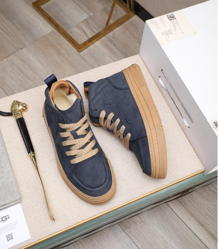 UGG High-Top Lace-Up Sneakers – Navy Blue Suede