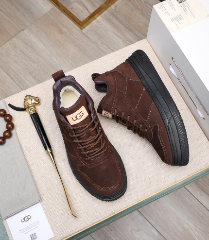 UGG High-Top Lace-Up Sneakers – Brown Suede