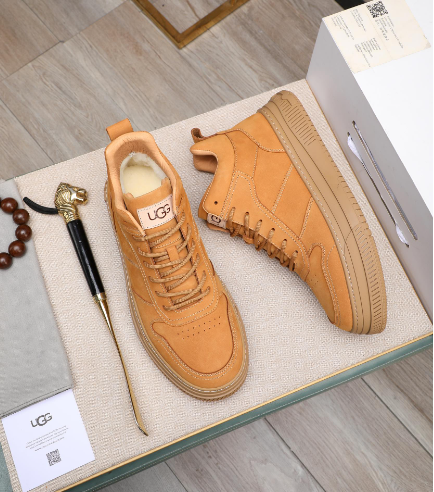 UGG High-Top Lace-Up Sneakers – Tan Suede