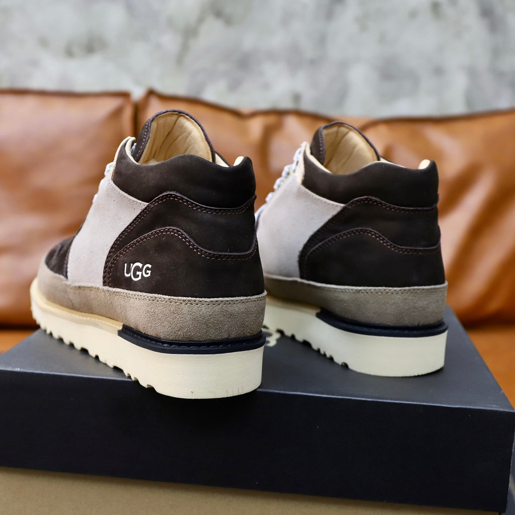 UGG Lug Sole High-Top Sneaker Boot – Dark Brown & Grey