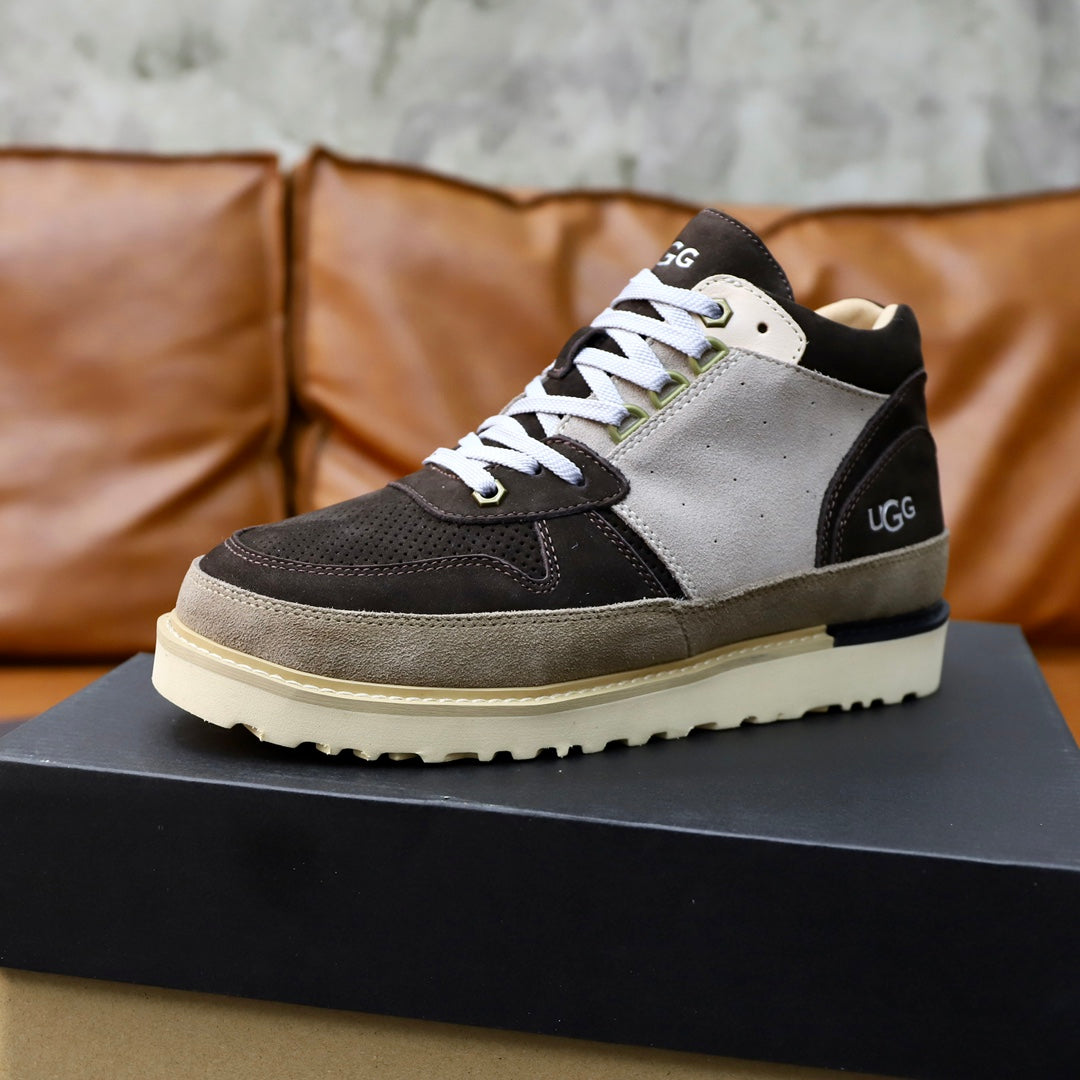 UGG Lug Sole High-Top Sneaker Boot – Dark Brown & Grey