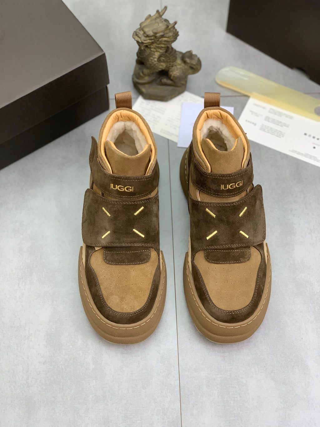 UGG Velcro Strap High-Top Sneaker Boot – Olive Brown