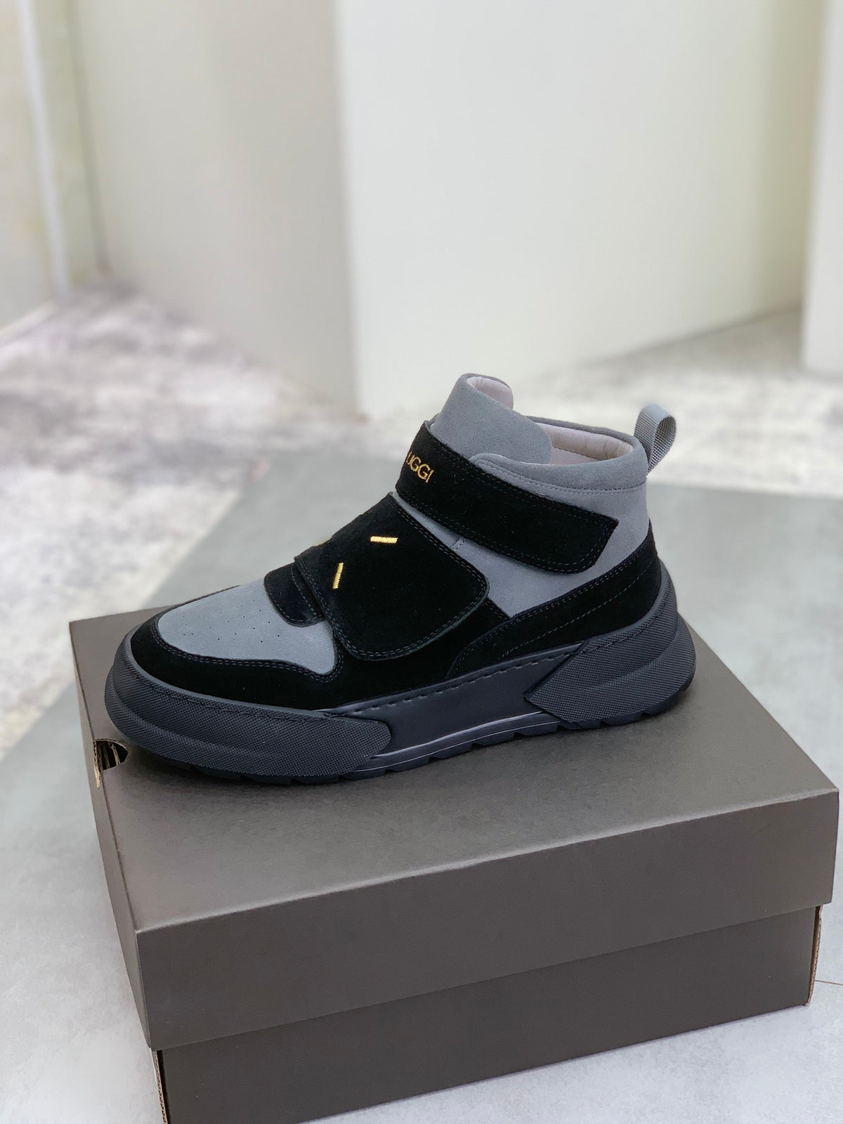 UGG Velcro Strap High-Top Sneaker Boot – Black & Grey