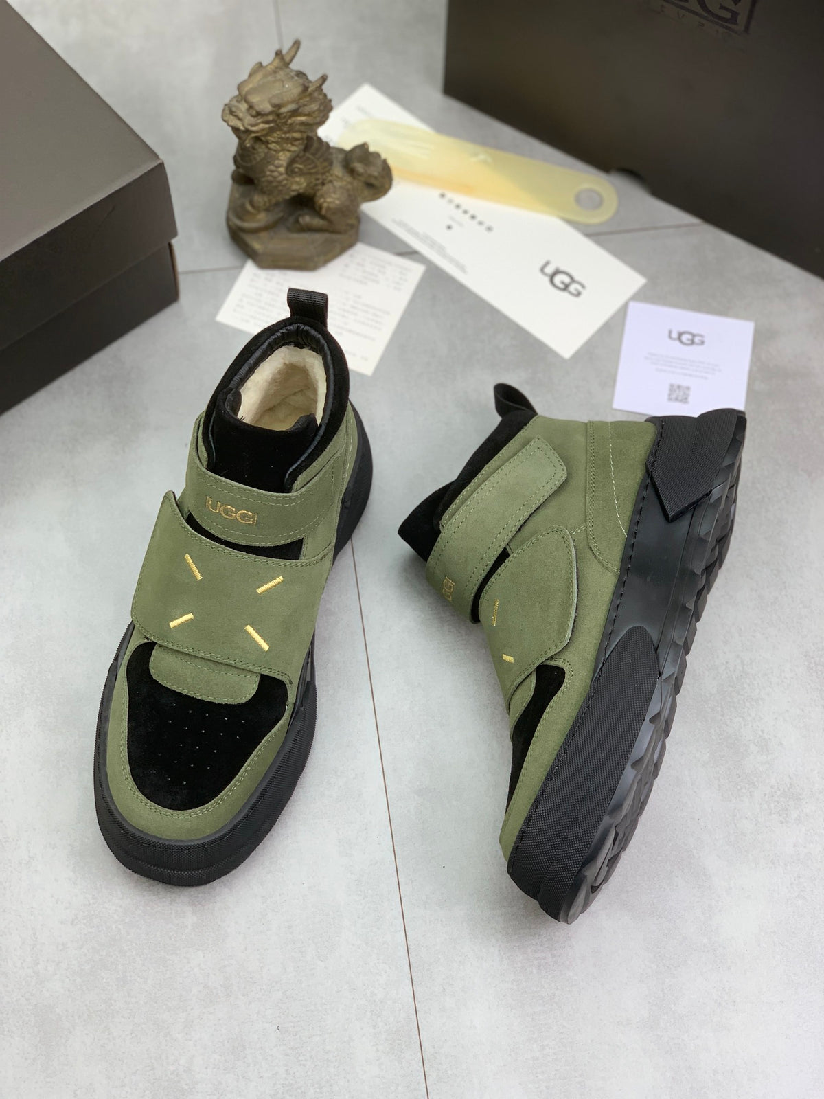 UGG Velcro Strap High-Top Sneaker Boot – Olive Green & Black