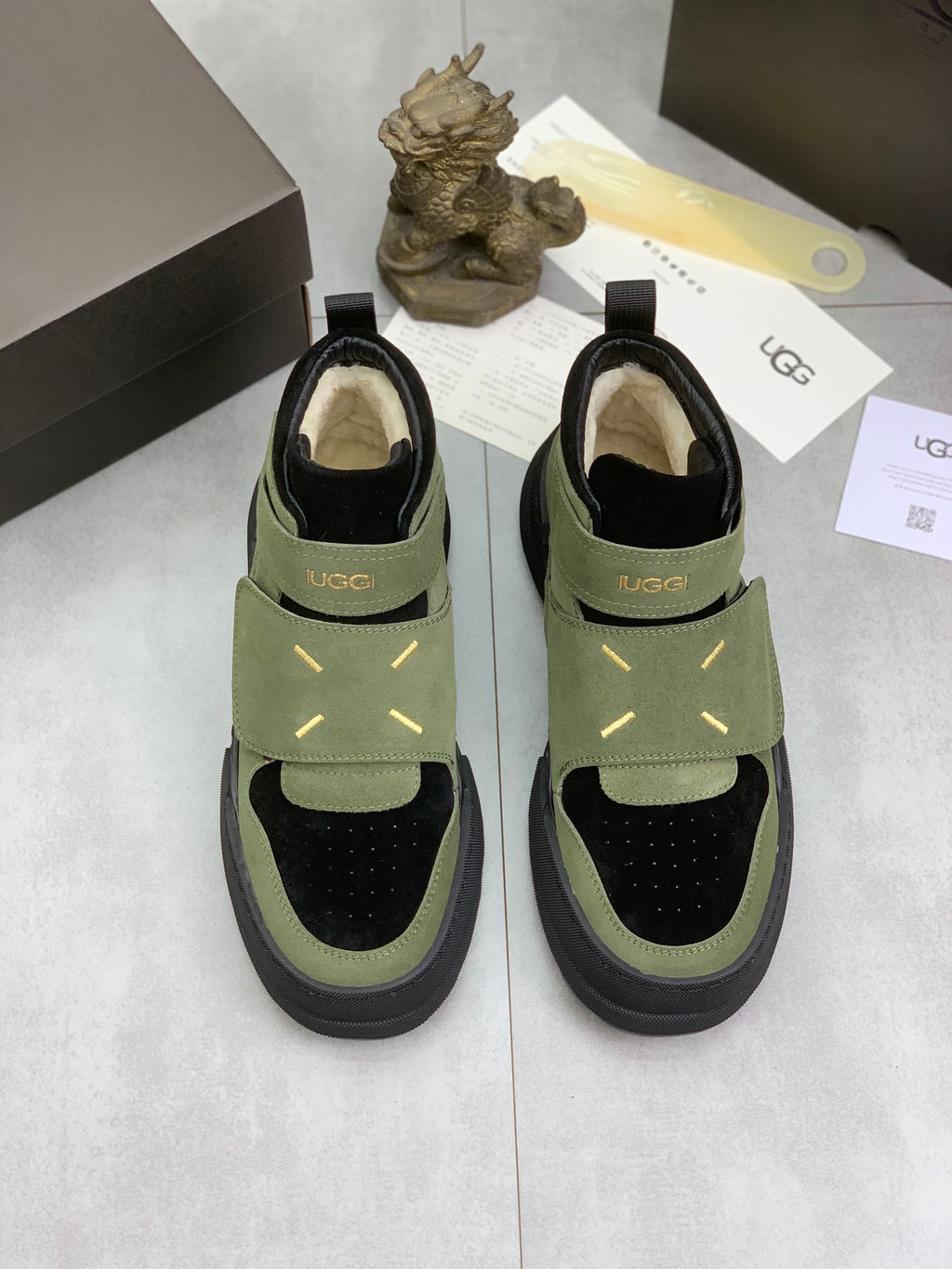 UGG Velcro Strap High-Top Sneaker Boot – Olive Green & Black