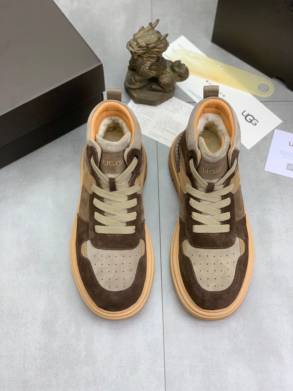 UGG Lug Sole High-Top Sneaker Boot – Dark Brown & Sand