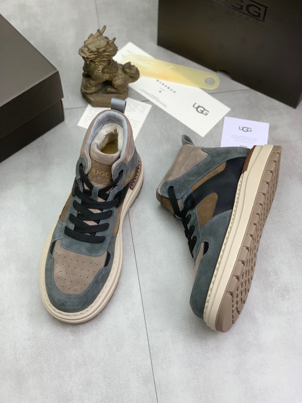 UGG Lug Sole High-Top Sneaker Boot – Slate Blue & Taupe