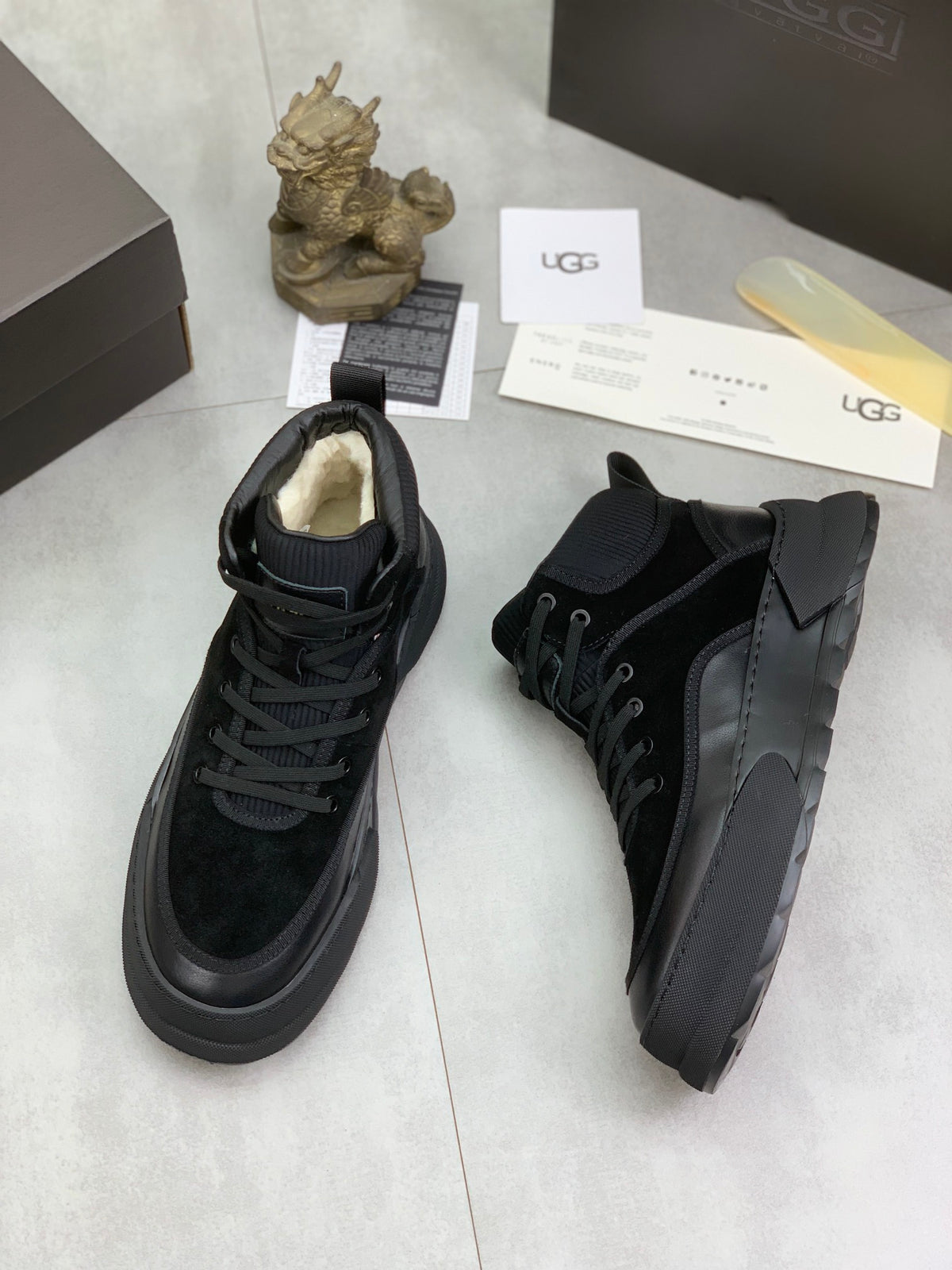 UGG Shearling Lace-Up Winter Boot – Triple Black