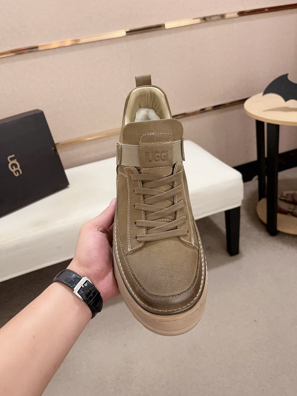 Premium Leather Platform Sneaker – Sand Khaki