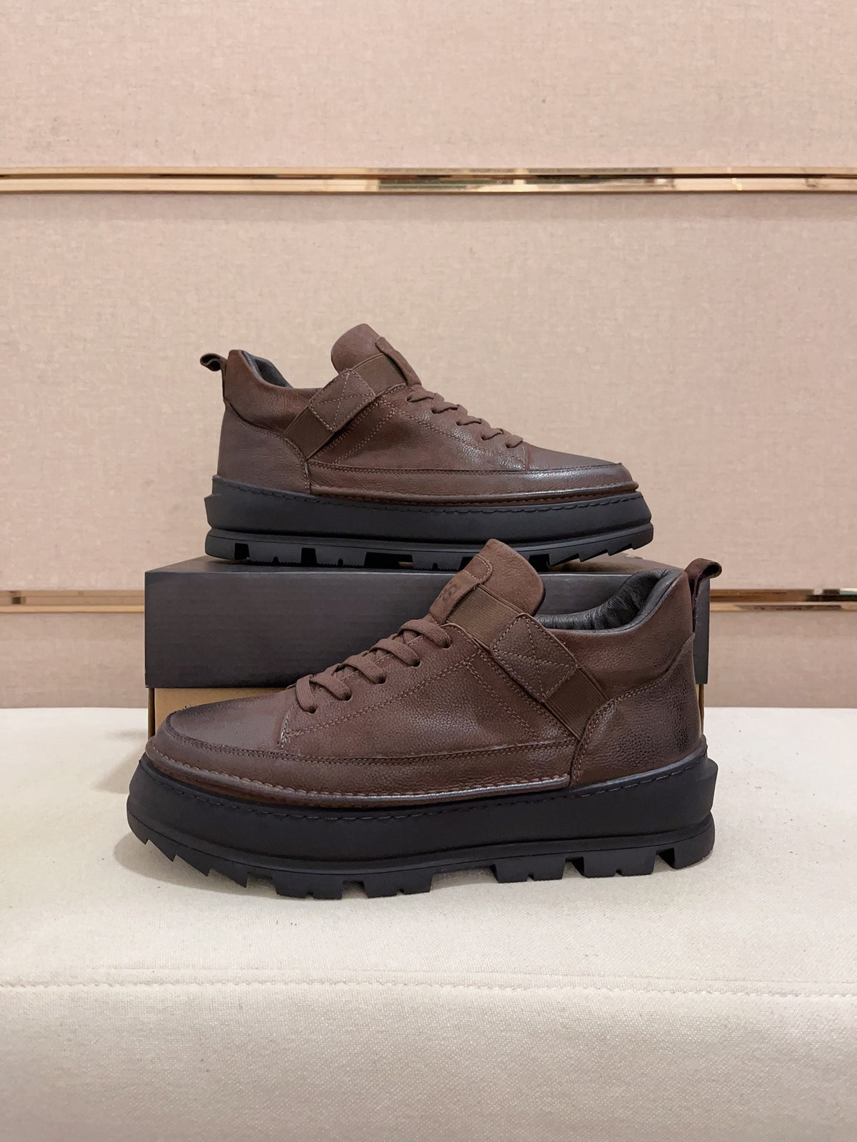 Premium Leather Platform Sneaker – Espresso Brown