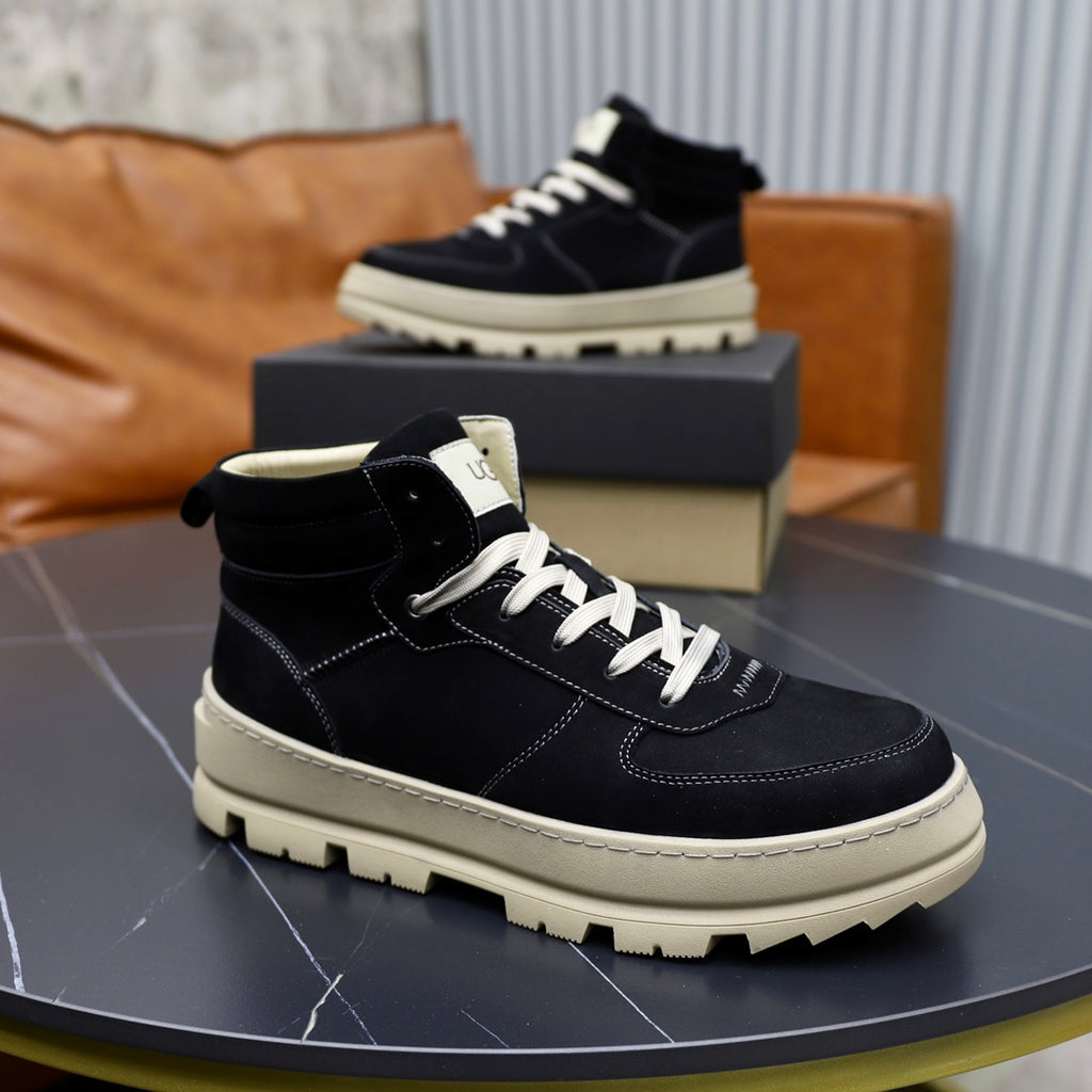 UGG Lug Sole High-Top Sneaker Boot – Black & Cream