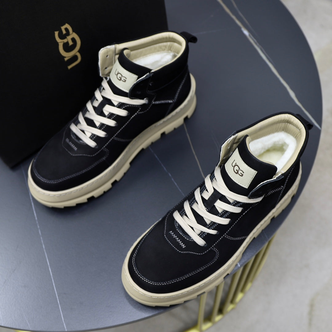 UGG Lug Sole High-Top Sneaker Boot – Black & Cream