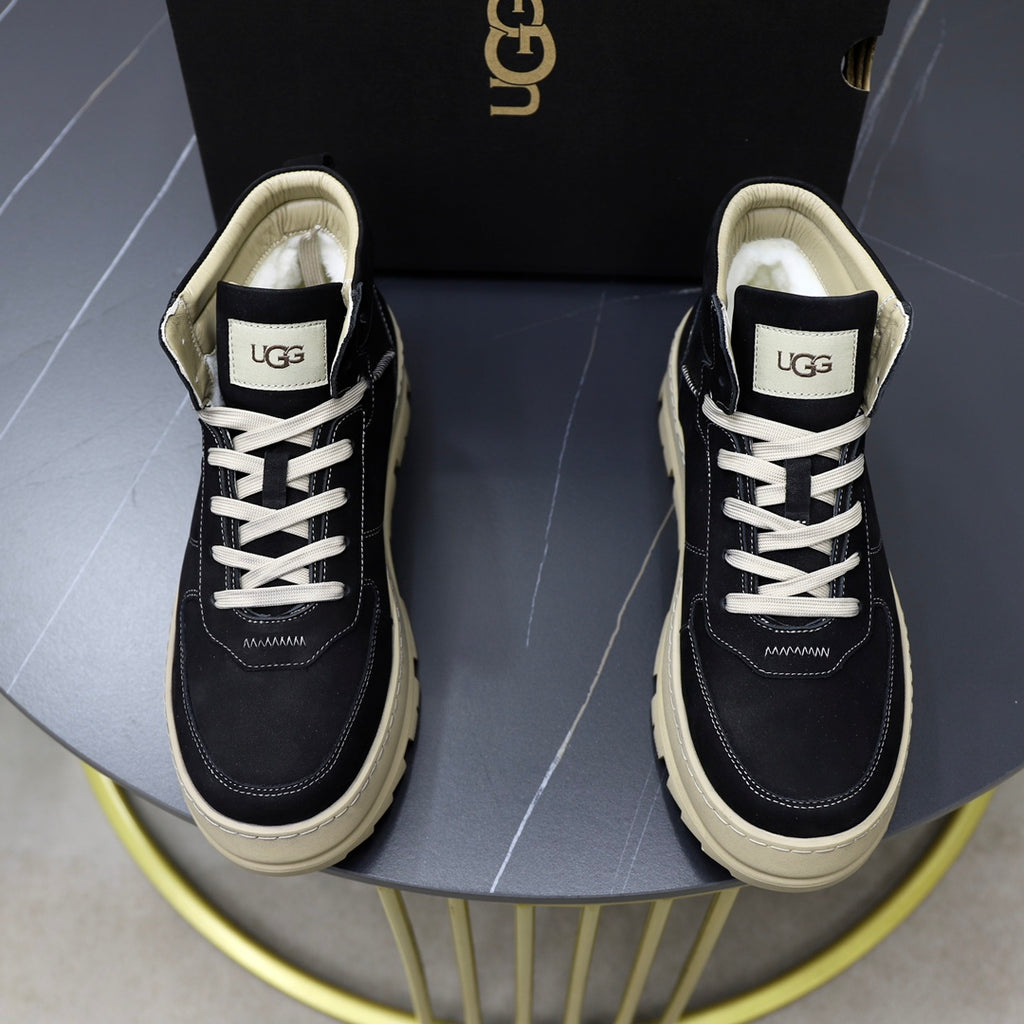 UGG Lug Sole High-Top Sneaker Boot – Black & Cream
