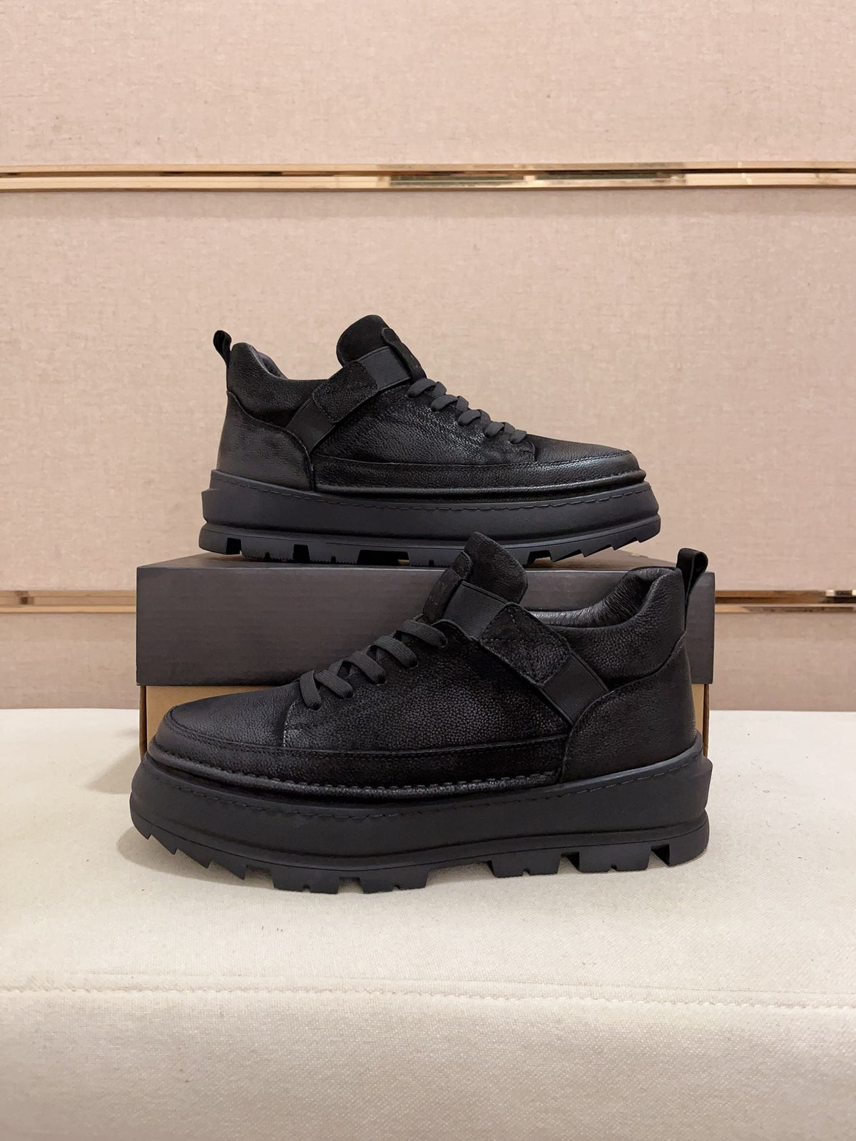 UGG Premium Leather Platform Sneaker – Triple Black