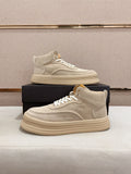 Premium Suede High-Top Platform Sneaker – Cream White