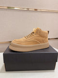 Premium Suede High-Top Platform Sneaker – Caramel