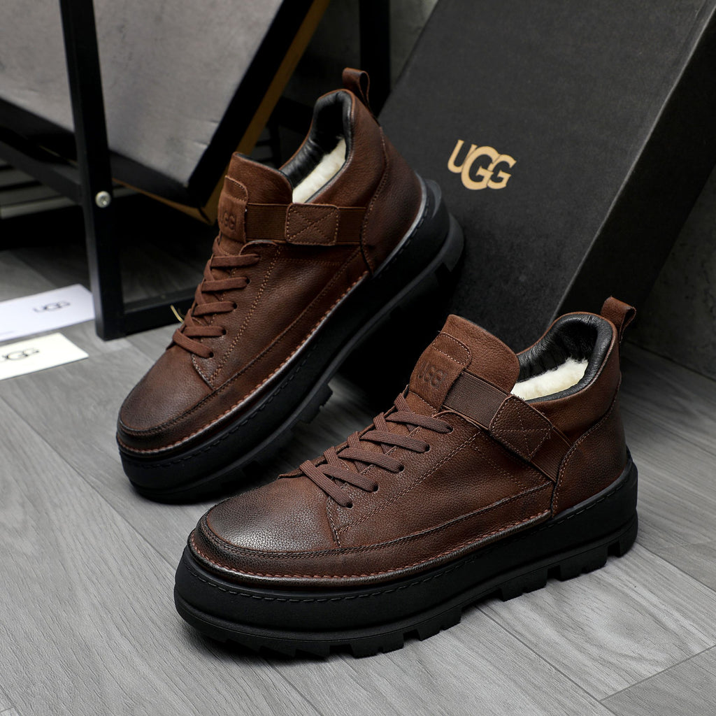 UGG Pebbled Leather Low-Top Sneaker – Chocolate Brown