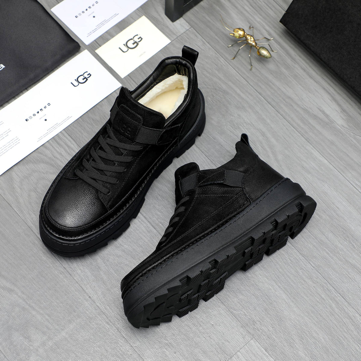 UGG Leather High-Top Sneaker – Triple Black