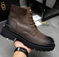 UGG Embossed Leather Lace-Up Boot – Dark Brown
